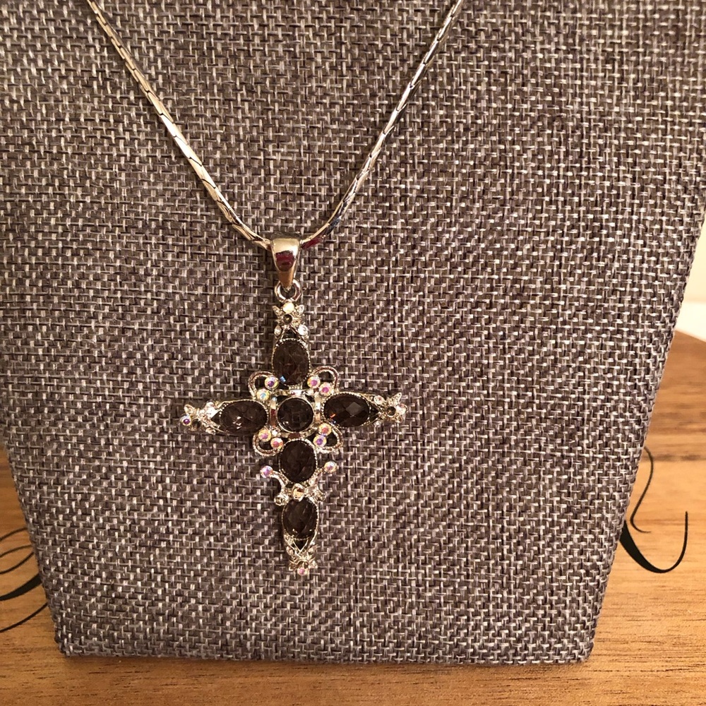 Silvertone Cross And Chain - image 2